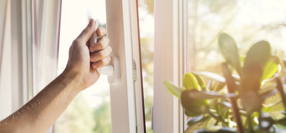 PVC windows being opened