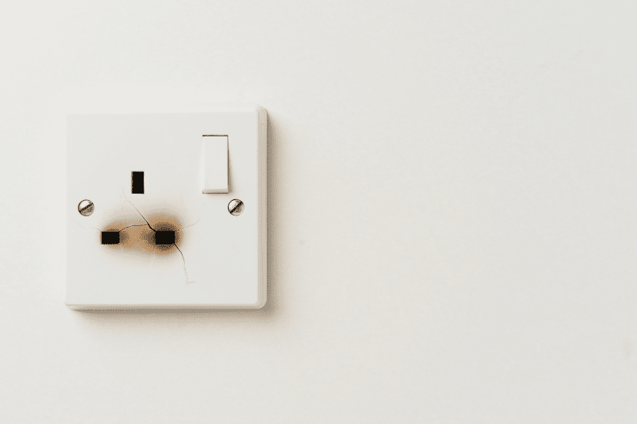 A damaged plug socket.