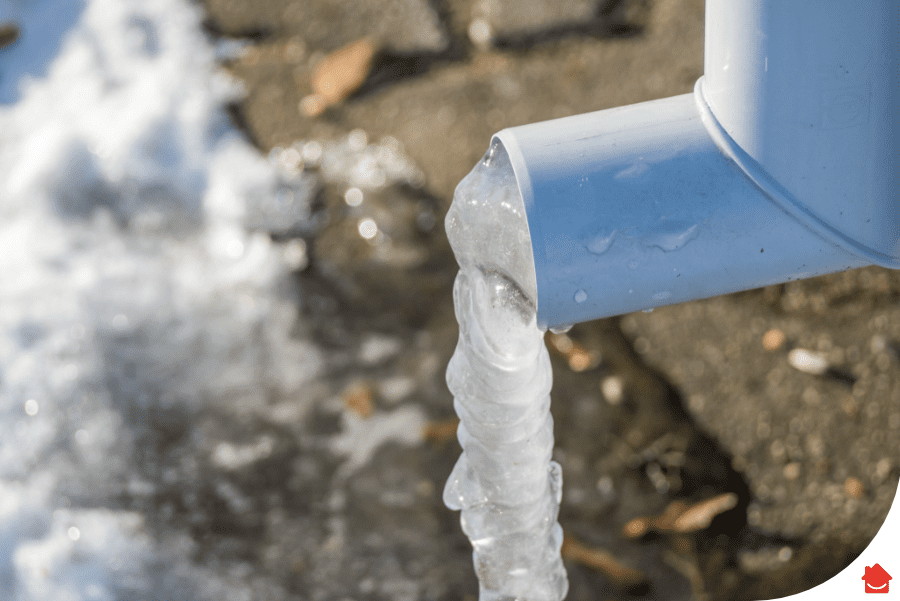 Customers house that has a frozen pipe outside