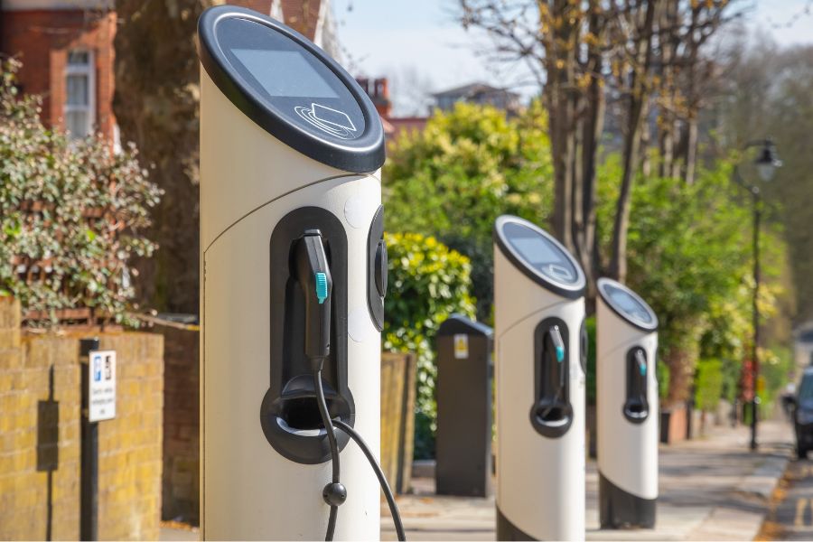 Image of public EV chargers at parking points 