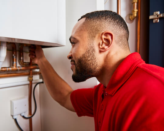 A new boiler being installed by a HomeServe engineer